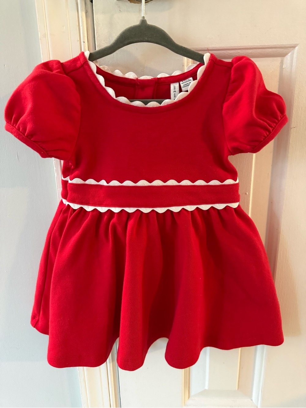 Janie and Jack Red and White Ric Rac Trim Ponte Dress